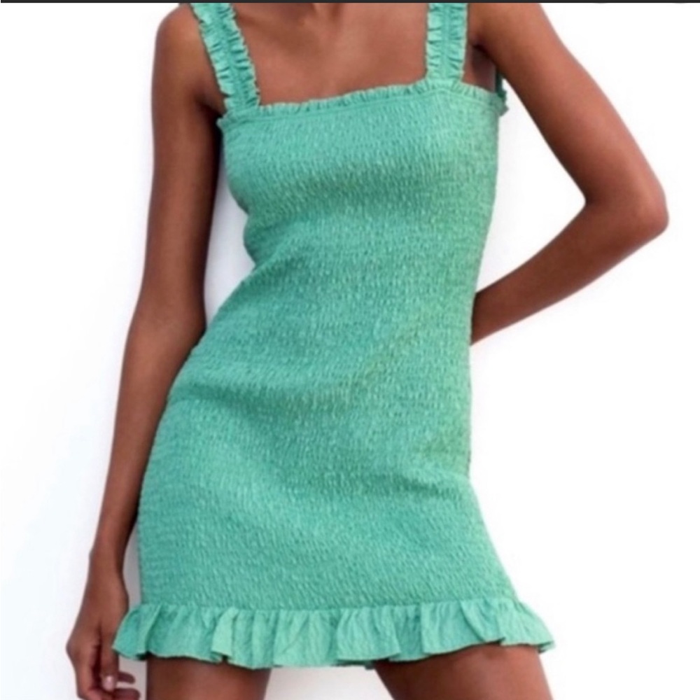 Zara Smocked ruffle dress